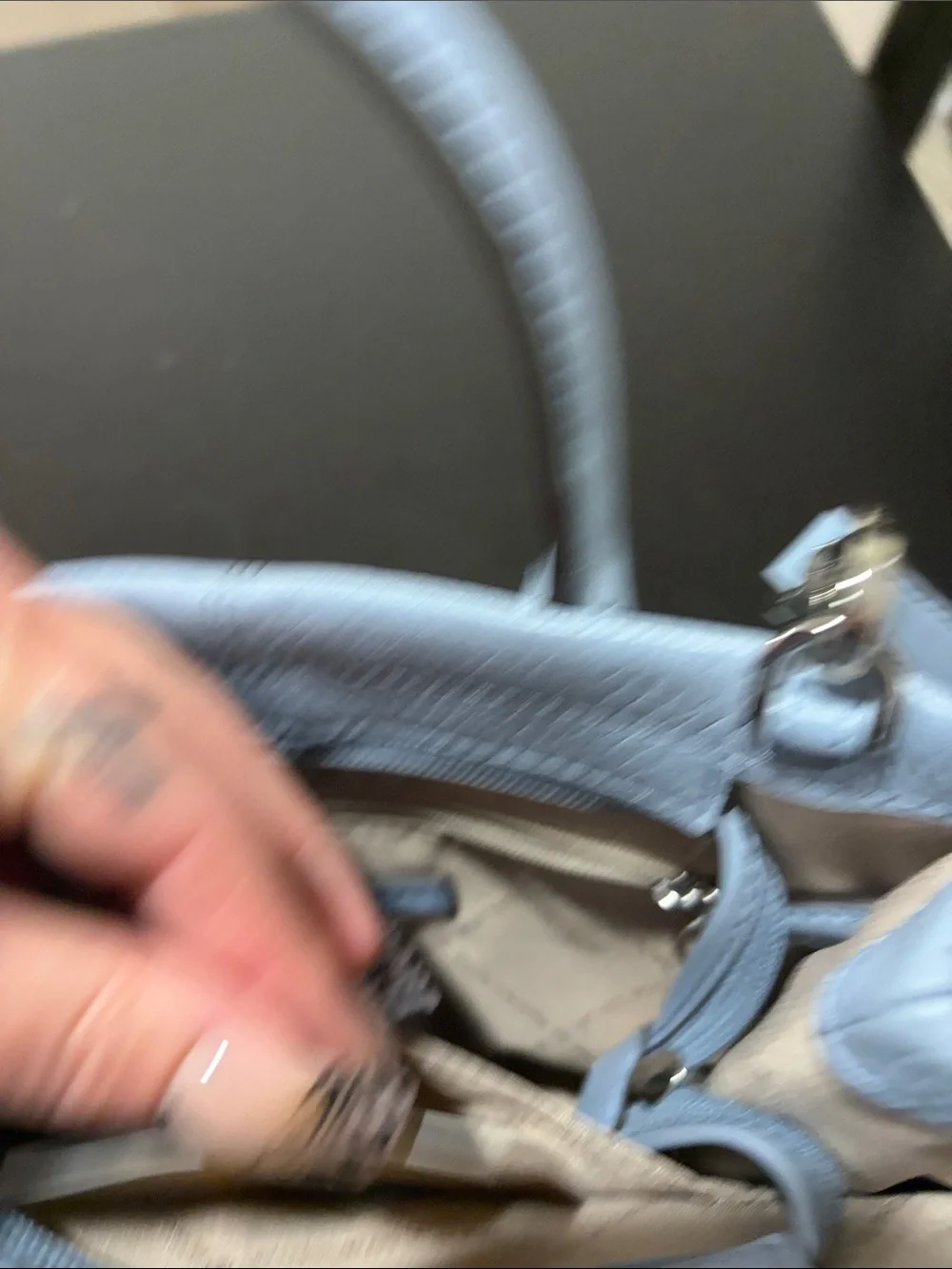 Michael Kors Powder Blue Pebble Leather Satchel with Strap